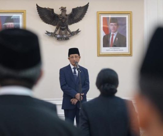 Menag Lantik Lukman Arake di IAIN Bone dan Darmawati di IAIN Parepare FOTO: Menteri Agama RI, Nasaruddin Umar, resmi melantik tujuh pimpinan Perguruan Tinggi Keagamaan Negeri (PTKN). Pelantikan berlangsung di Kantor Kementerian Agama, Lapangan Banteng, Jakarta, Senin (11/5/2026). (Dok Kemenag)