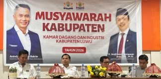 Mukab Kadin Luwu Tetapkan H. Husmaruddin Nahkodai Organisasi Periode 2026–2031 Ket Foto: Musyawarah Kabupaten KADIN Luwu, Sabtu (16/05).