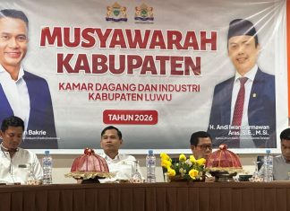 Mukab Kadin Luwu Tetapkan H. Husmaruddin Nahkodai Organisasi Periode 2026–2031 Ket Foto: Musyawarah Kabupaten KADIN Luwu, Sabtu (16/05).