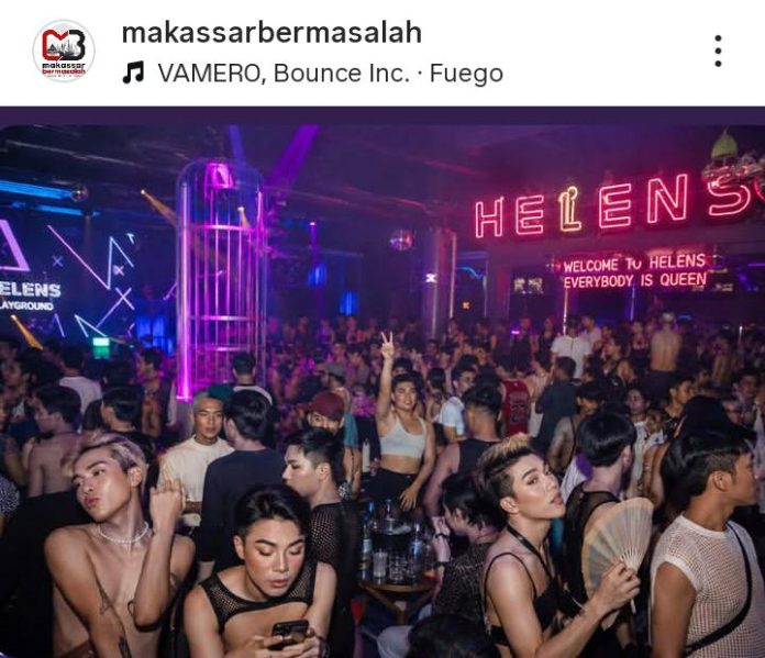 FOTO: Tangkap layar dari akun instagram @makassarbermasalah yang menggungah aktivitas LGBT seolah olah aktivitas tersebut berada di Helen's Makassar di Jl. AP Pettarani. FOTO: Tangkap layar dari akun instagram @makassarbermasalah yang menggungah aktivitas LGBT seolah olah aktivitas tersebut berada di Helen's Makassar di Jl. AP Pettarani.