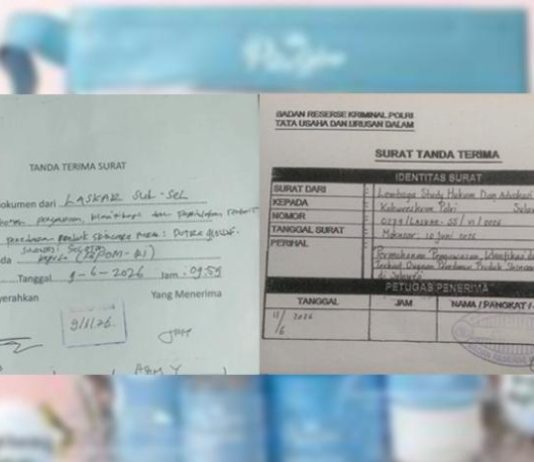 LASKAR Sulsel Laporkan Dugaan Peredaran Produk Putri Glow ke BPOM RI dan Mabes Polri FOTO: Bukti laporan Laskar Sulsel di BPOM Pusat
