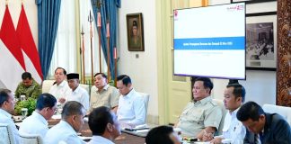 Hadapi Fenomena El Nino, Presiden Gelar Ratas di Istana Merdeka FOTO: Presiden Prabowo Subianto memimpin rapat terbatas (Ratas) bersama sejumlah anggota Kabinet Merah Putih di Istana Merdeka, Jakarta, pada Selasa, 28 Juli 2026. (Seskab)