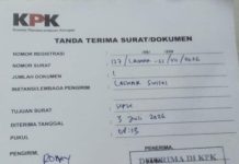 LASKAR Sulsel Resmi Laporkan Penggunaan Pokmas dan Dakel Kota Makassar ke KPK FOTO: Bukti surat pengaduan LASKAR Sulsel di KPK. (Ist)