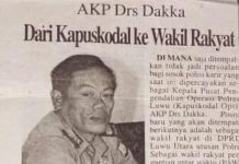 Ayah Putri Dakka Pernah Tercatat Sebagai Anggota Fraksi ABRI di DPRD Lutra FOTO: Lembaran koran dari Palopo Pos, Terbitan Selasa 17 Juli 2001, Nampak seorang anggota Polri AKP Drs Dakka. (Sumber dokumen dari akun Facebook Putri Dakka)