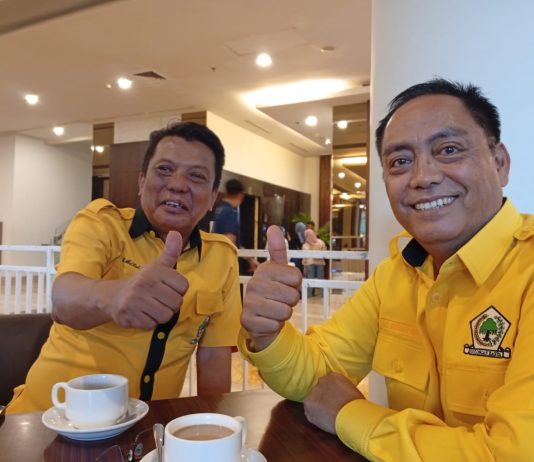 Mantan Pasangan APPI di Pilwakot Makassar 2020 Gabung ke Partai Golkar FOTO: Abdul Rahman Bando (ARB) dan Abdul Wahab Tahir (AWT) saat menghadiri Musda Golkar ke XI Sulawesi Selatan di Hotel Claro Makassar. Sabtu (18/7/2026).