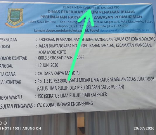 Papan Proyek Salah Cantumkan Wilayah, Kinerja DPUPR Kota Mojokerto, CV Dara Karya Mandiri dan CV Global Inovasi Engineering Disorot Img 20260721 Wa0033
