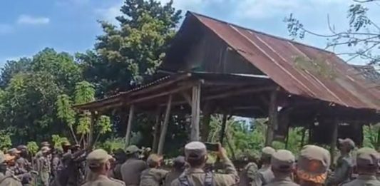 Puluhan Organisasi Sipil Kecam Penggusuran Petani Laoli, Desak Penghentian PSN PT IHIP di Luwu Timur FOTO: Satpol PP saat melakukan penggusuran lahan di Dusun Harapan, Desa Harapan, Kecamatan Malili, Kabupaten Luwu Timur, Kamis (30/7/2026)