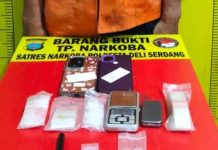 Bekuk Pengedar Narkoba, Satres Narkoba Polresta Deli Serdang amankan Barang Bukti FOTO: Narkoba Polresta Deli Serdang bekuk pengedar narkoba di Dusun II Desa Bakaran Batu Kec. Batang Kuis Kab. Deli Serdang.