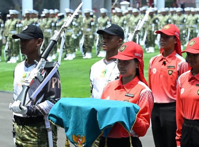 FOTO: Persiapan pelaksanaan Upacara HUT ke-81 Kemerdekaan RI mulai memasuki tahap gladi parsial di halaman Istana Merdeka, Jakarta, Selasa (11/08/2026). (Sumber: BPMI Setpres).