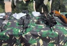 Tiga Anggota OPM Tewas, 3 Senpi Diamankan FOTO: Senpi milik anggota OPM yang berhasil diamankan aparat. (Dok.Pangkogabwilhan III)