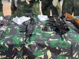 Tiga Anggota OPM Tewas, 3 Senpi Diamankan FOTO: Senpi milik anggota OPM yang berhasil diamankan aparat. (Dok.Pangkogabwilhan III)