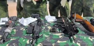 Tiga Anggota OPM Tewas, 3 Senpi Diamankan FOTO: Senpi milik anggota OPM yang berhasil diamankan aparat. (Dok.Pangkogabwilhan III)