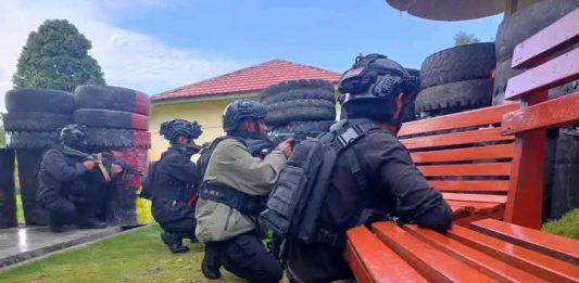 Tembak Menembak Warnai HUT RI Ke-80 di Distrik Asologaima, Polsek Kimbim Diserang KKB FOTO: Aparat kepolisian saat melakukan kontak tembak di KKB. (Ist)