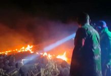 Kebakaran Lahan Masih Berlanjut di Sidrap, TNI Polri Melakukan Upaya Pemadaman Secara Manual FOTO: Aparat TNI/Polri berupaya memadamkan api di wilayah Desa Lainungan, Kecamatan Watang Pulu, Kabupaten Sidrap, Senin malam (24/8/2026)