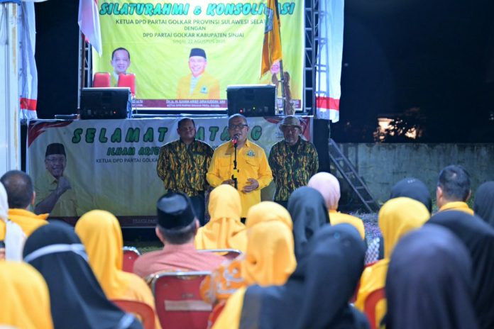 FOTO: Ketua DPD I Partai Golkar Sulsel, Ilham Arief Sirajuddin melaksanakan silaturahmi dan konsolidasi bersama seluruh kader DPD II Partai Golkar Kabupaten Sinjai, Sabtu, 22 Agustus 2026.