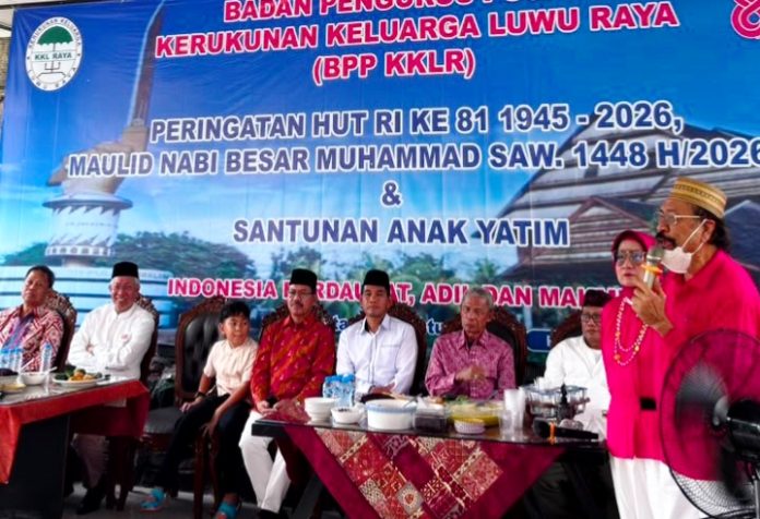 FOTO: Menjaga ikatan persaudaraan di tanah rantau sekaligus menumbuhkan kepedulian sosial menjadi semangat Badan Pengurus Pusat Kerukunan Keluarga Luwu Raya (BPP KKLR) dalam memperingati Maulid Nabi Muhammad SAW 1448 Hijriah.