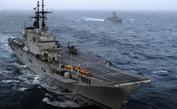 310 Personel TNI AL Jadi Awak Kapal Induk KRI Sriwijaya FOTO: Kapal Induk Giuseppe Garibaldi saat Berbendera Indonesia: KRI Gajah Mada. (ist)