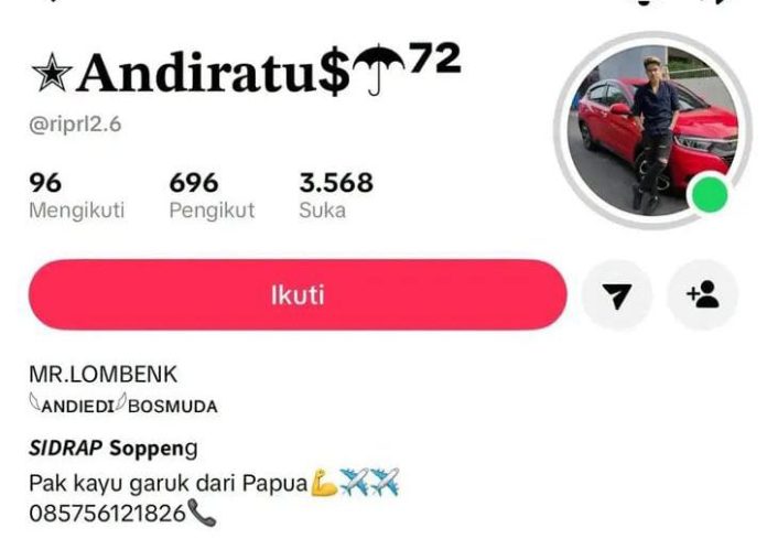 FOTO: Tangkapan layar dari akun instagram Andiratu$