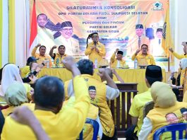 IAS Berbagi Strategi Politik ke Kader Golkar Gowa FOTO: Ketua DPD I Partai Golkar Sulsel, Ilham Arief Sirajuddin (IAS) melanjutkan konsolidasi ke DPD II Golkar Gowa, Minggu (30/8/2026)