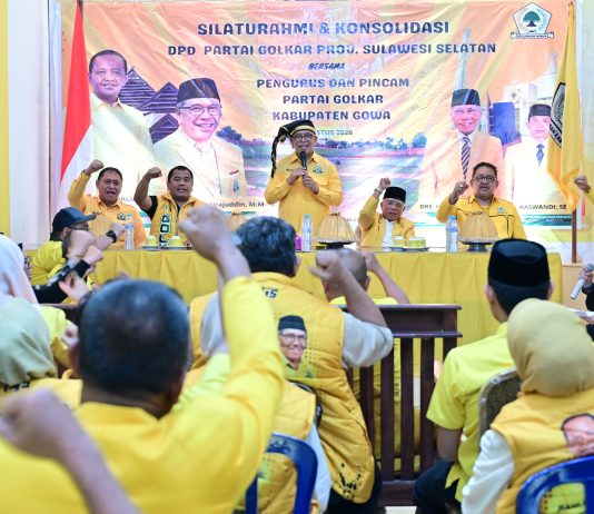 IAS Berbagi Strategi Politik ke Kader Golkar Gowa FOTO: Ketua DPD I Partai Golkar Sulsel, Ilham Arief Sirajuddin (IAS) melanjutkan konsolidasi ke DPD II Golkar Gowa, Minggu (30/8/2026)