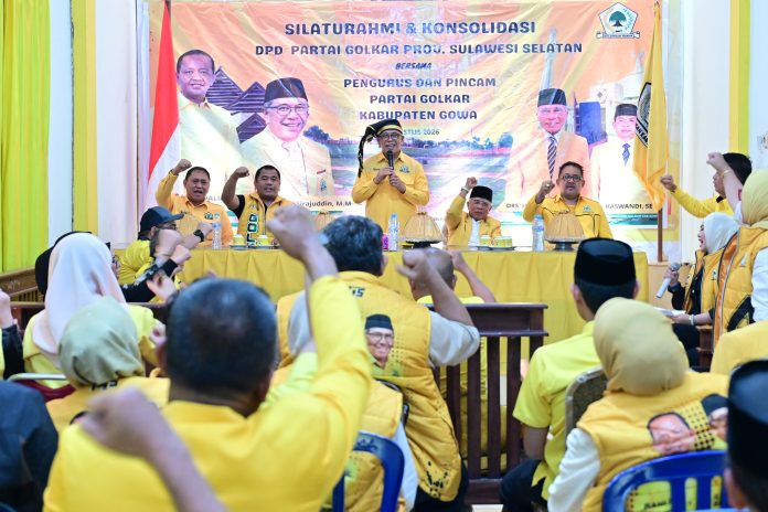 FOTO: Ketua DPD I Partai Golkar Sulsel, Ilham Arief Sirajuddin (IAS) melanjutkan konsolidasi ke DPD II Golkar Gowa, Minggu (30/8/2026)