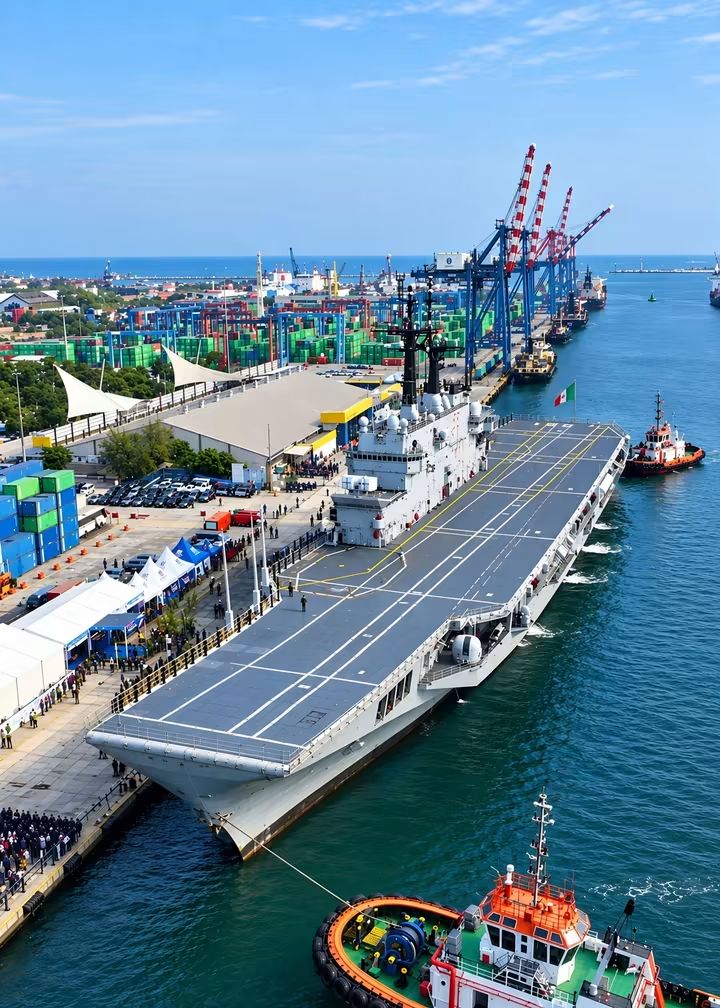 FOTO: ITS Giuseppe Garibaldi (KRI SRIWIJAYA) saat sandar di pelabuhan Tanjung Priok, Jakarta Utara. (Dok via Facebook)