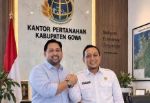 Rezza Said Konsolidasi ke BPN Gowa, Gagasan Percepatan Layanan Jadi Sorotan Jelang Musda REI FOTO: Rezza Said bertemu Kepala Kantor Pertanahan Kabupaten Gowa, Aksara Alif Raja, S.E., S.H., M.Adm.SDA., QRMP., Kamis (10/9/2026).