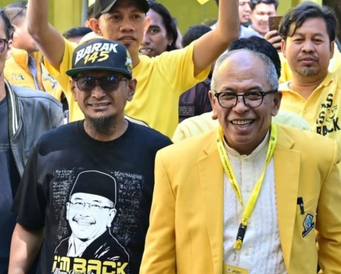 FOTO: Kanan Illank Radjab Ketua BARAK 145 dan Ketua DPD I Golkar Sulsel. 