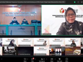 Bawaslu Sulsel: Data Anomali Pemilih Jangan Sekadar Dicatat, Verifikasi! FOTO: Rapat Evaluasi Pelaksanaan Pengawasan PDPB dan Persiapan Pengawasan Rapat Pleno Terbuka PDPB Triwulan III, di Ruang Sidang Mutmainnah, Kantor Bawaslu Sulsel dan diikuti jajaran Bawaslu kab/kota secara daring, Senin (21/9/2026).