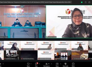 Bawaslu Sulsel: Data Anomali Pemilih Jangan Sekadar Dicatat, Verifikasi! FOTO: Rapat Evaluasi Pelaksanaan Pengawasan PDPB dan Persiapan Pengawasan Rapat Pleno Terbuka PDPB Triwulan III, di Ruang Sidang Mutmainnah, Kantor Bawaslu Sulsel dan diikuti jajaran Bawaslu kab/kota secara daring, Senin (21/9/2026).