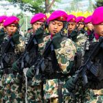 Korps Marinir Hadiri HUT KE-81 TNI FOTO: Prajurit Marini TNI AL saat menghadiri HUT KE-81 TNI di Jakarta, (Dispen Kormar TNI Angkatan Laut (Jakarta).