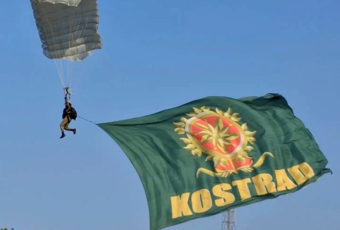 FOTO: Komandan Batalyon Infanteri 432/Waspada Setia Jaya (Danyonif 432/WSJ), Letkol Inf Muh. Sulthan Yusuf, S.IP., M.Hub.Int., memimpin langsung kegiatan Harpuan penerjun freefall Brigif 3/Tri Budi Sakti (TBS) pada hari pertama penerjunan di Drop Zone (DZ) Takalar, dengan ketinggian 9.500 feet. (Dok. Penerangan Kostrad) FOTO: Komandan Batalyon Infanteri 432/Waspada Setia Jaya (Danyonif 432/WSJ), Letkol Inf Muh. Sulthan Yusuf, S.IP., M.Hub.Int., memimpin langsung kegiatan Harpuan penerjun freefall Brigif 3/Tri Budi Sakti (TBS) pada hari pertama penerjunan di Drop Zone (DZ) Takalar, dengan ketinggian 9.500 feet. (Dok. Penerangan Kostrad)
