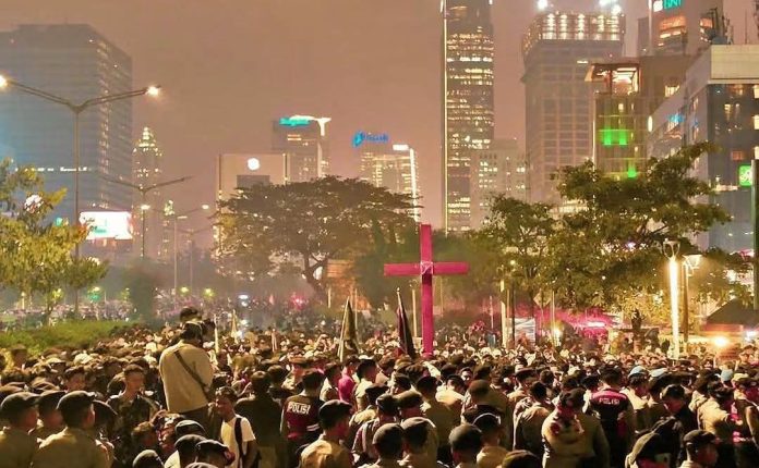 FOTO: Aksi unjuk rasa mahasiswa di Jakarta. (Dok via medsos)
