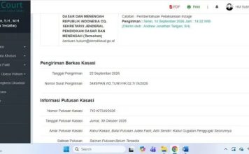 MA Kabulkan Gugatan Subhan Palal, Prof Denny: Gibran tidak Memenuhi Syarat Pendidikan FOTO: Tampilan website putusan Mahkamah Agung. (Sumber akun Facebook Denny Indrayana)