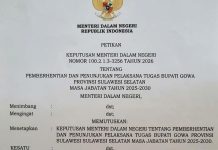 Bupati dan Kejari Berganti, Darmawangsa Pimpin Kabupaten Gowa FOTO: Surat penunjukan pelaksana tugas nomor: 100.2.1.3-3256 Tahun 2026, Tanggal 14 Oktober 2026. Menunjuk Darmawangsa Muin selaku pelaksana tugas Bupati Gowa. (ist)