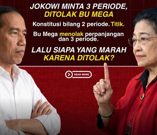 Medsos PSI: Sejahat Apasih Jokowi ke PDIP? Guntur Romli Ingatkan 7 Tiket Keluarga Joko Widodo di Pilpres dan Pilkada FOTO: Jokowi dan Megawati (Potongan flyer dari akun Facebook Guntur Romli)