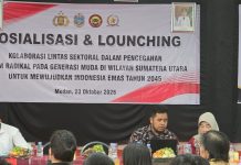 Perlu Kolaborasi Lintas Sektoral Cegah Paham Radikal FOTO: Kegiatan Sosialisasi dan Launching Kolaborasi lintas sektoral dalam pencegahan radikal pada generasi muda di wilayah Sumut untuk mewujudkan Indonesia Emas tahun 2045 di SMA Negeri 5, Jumat (23/10/2026).