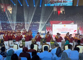 Sekolah Rakyat Diresmikan Mensos, Pangdam XIV/Hasanuddin Dukung Masa Depan Generasi Muda FOTO: Para siswa sekolah rakyat saat berkumpul di GOR Sudiang, Jl. Pajallang, Kec. Biringkanaya, Kota Makassar, Rabu (28/10/2026). (ist)