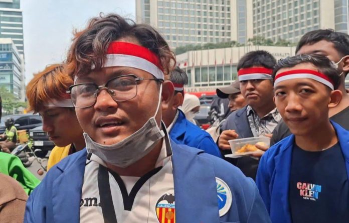 FOTO: Bayu Setiadi alias Dino saat mengikuti Deklarasi Sumpah Pemuda Mahasiswa Indonesia 2026 di Jakarta Pusat, Kamis (29/10/2026) pagi. (ist)